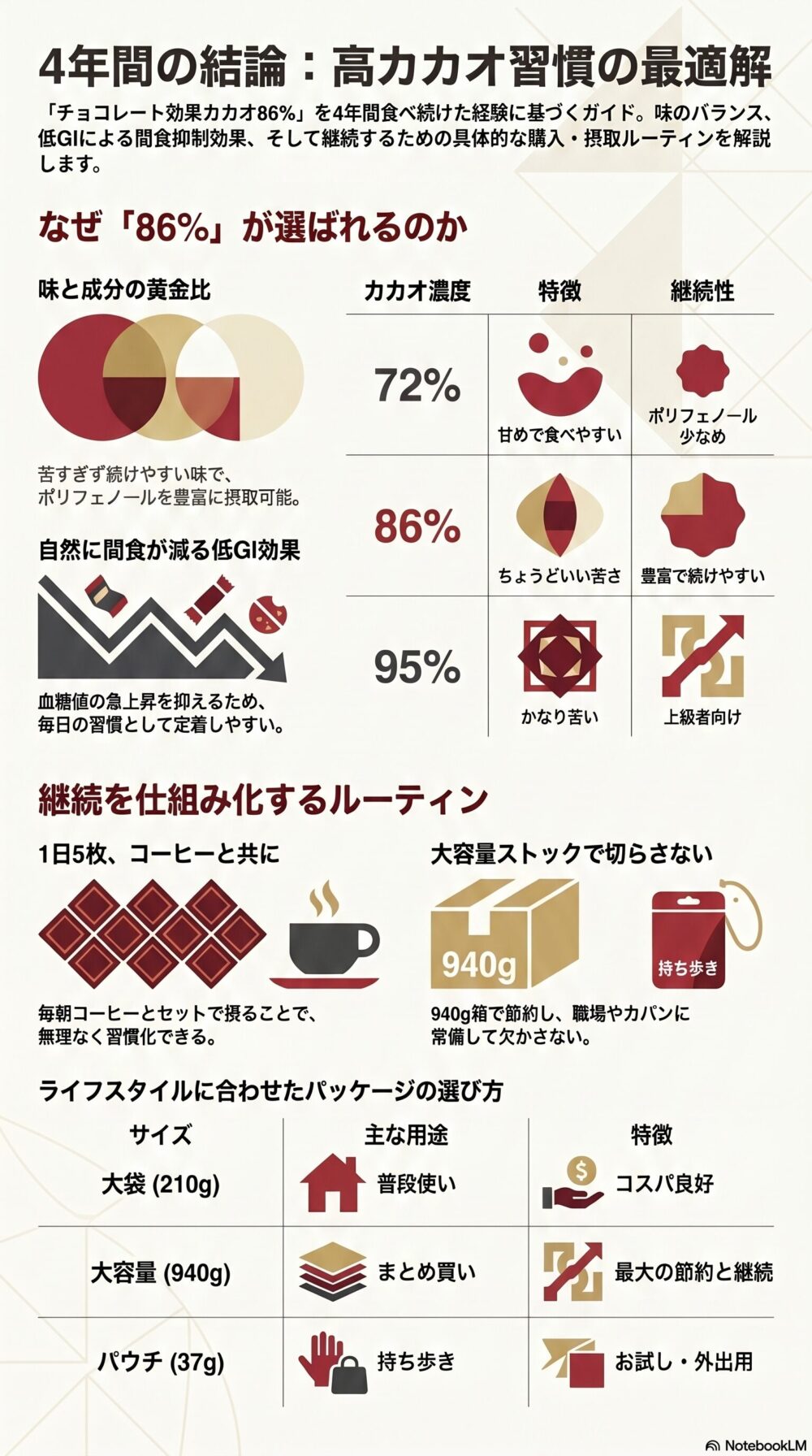 チョコレート効果カカオ86 まとめインフォグラフィック