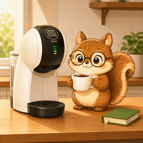 ドルチェグスト ジェニオでブラックコーヒーを淹れるりすけ先生｜後片付けの手間なく毎朝続く理由