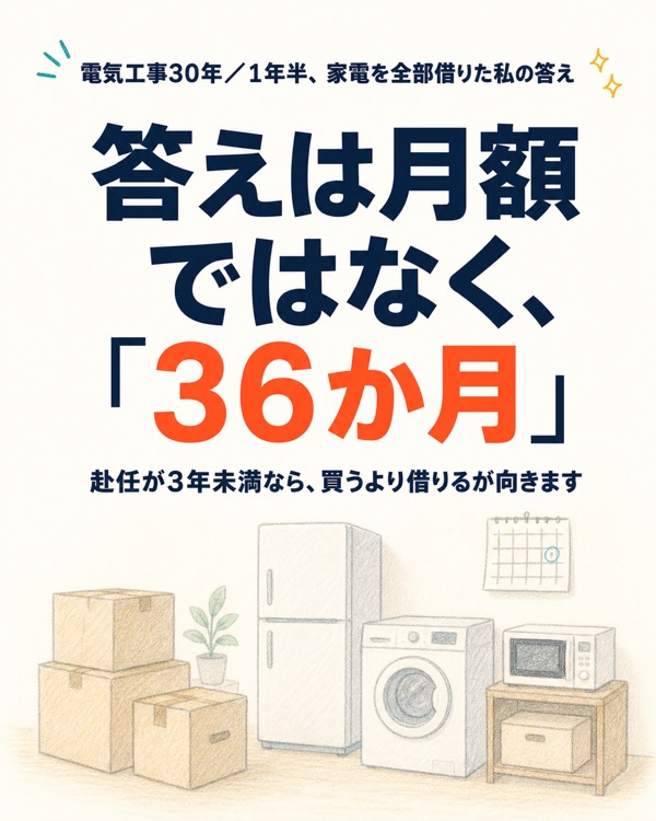 単身赴任の家電はどうする？買う・借りる・送るの3択、私の答えはレンタル